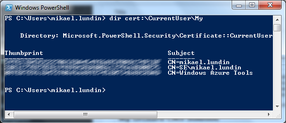 Powershell get all certs for my user