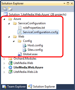 Orchard specific configuration for Azure