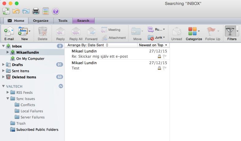 inbox in outlook 2010 for mac