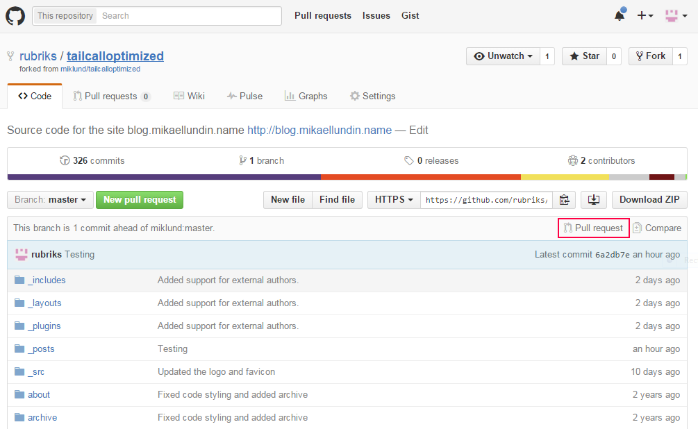 create a pull request on github