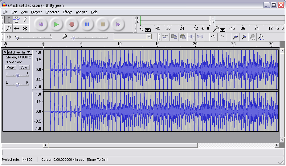 Audacity with Michael Jackson's Billy Jean