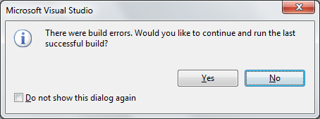 There were build errors. Would you like to continue and run the last successful build?