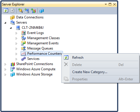 Create a new performance counter category in Server Explorer
