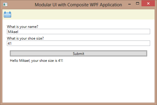 example application of a modular ui composition