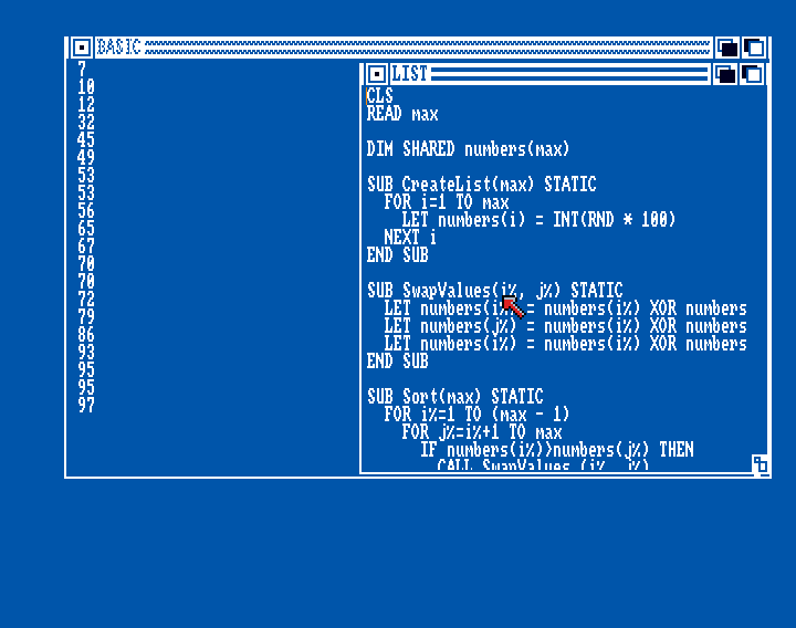 Amiga Basic: Bubblesort