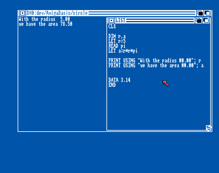 Amiga Basic: Circle