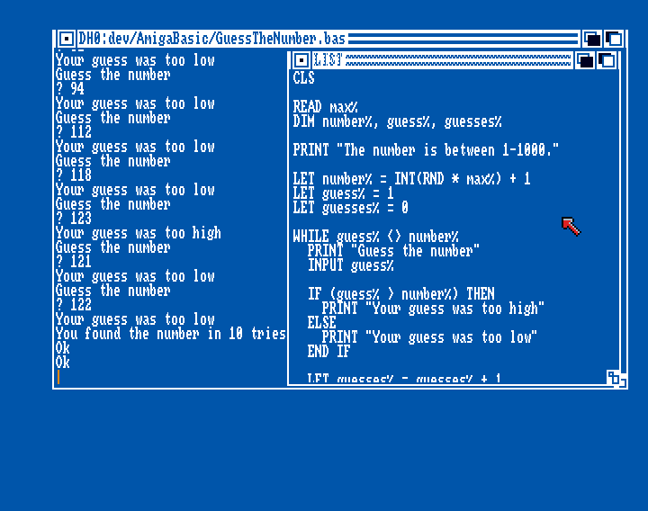 Amiga Basic: Guess The Number