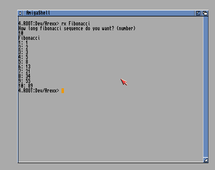 Calculating Fibonacci sequence with Arexx