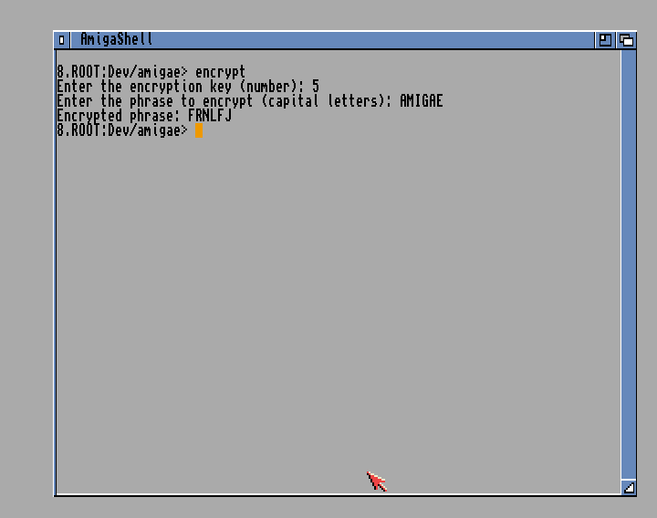 Writing a simple ceasar cipher using Amiga E